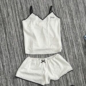 Kate Spade White Satin Bridal Pajama Set Size XS